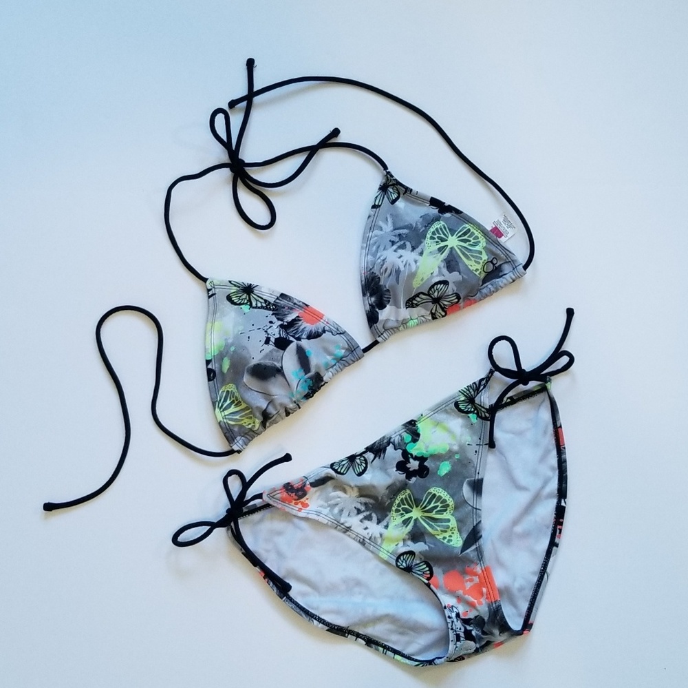 OP Gray and Neon Splatter 2 Piece Bikini